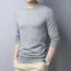 Men's Sweaters Ultra Thin Men's Wool Sweater Spring And Autumn Round Neck Close Fitting Comfortable Mulberry Silk Fabric T-Shirt TopMen'