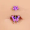 Papillon nombril anneau acier chirurgical nombril Piercing haltère rose ventre barre Nombril Ombligo pour femmes fille corps bijoux