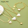 Earrings & Necklace Jewelry Set For Women Simple Pearl Pendant Double Bracelet Titanium Steel Heart-shaped Snake Bone Chain Fashion Stre22
