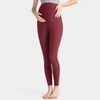 Super elastico Completo per sollevare lo stomaco Allevia lo stress Non è possibile abbassare il cavallo Materiale in nylon spandex Pantaloni cropped Pantaloni yoga premaman Vino rosso rosso Tinta unita