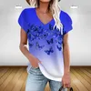 Mode Druck Damen T-shirt Lose Sommer frauen Tops T-shirt Farbverlauf Schmetterling Casual Bequem Plus Größe Frauen Tops 220511