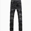 2023 Men's Jeans man Moto Denim Men Fashion Brand Designer Ripped Distressed Joggers Washed Pleated motorcycle Jeans Pants Black Blue