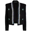 2022 Fashion Women Short Jacket Diamond Studded Pearl Short Wool Jacket Winter Ladies Coat