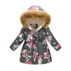 Leopard Jackets Baby Girls Winter Long Sleeve Hoodie Boys Flower Print Clothes Childrens Thick Warm Down Outfit Tops J220718