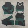 5/3/2 piezas Conjunto de yoga sin costuras para mujer Ropa deportiva de entrenamiento Ropa de gimnasio Sujetador deportivo Fitness Top corto Leggings de cintura alta Trajes deportivos 220513