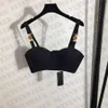 Womens Designers T Shirts Bustier Ondergoed Met Metalen Badge Sexy Diepe V Denim Sling Tube Tops Vrouwen Kleding