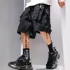 Letnie spodnie cargo spodnie Mężczyźni Joggery Czarne stylowe kieszonkowe wstążki japońskie modne streetwear Hip Hop Shorts Męskie spodnie 220507