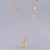 Pendant Necklaces Fashion Exquisite Multi-Layer Gold-Plated Color Cross Female Necklace High-End Party Jewelry Couple Gift