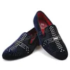men velvet shoes with luxurious rhinestones design prom and banquet men's loafers dress shoes handmade plus size