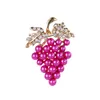 Korean Version Fashion Red Crystal Grape Pearl Brooch For Women Alloy Diamond Brooches Pin Clothing Jewelry Accessories In Bulk