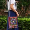 Вечерние сумки женские в богемном стиле, винтажный китайский национальный стиль, этническая сумка через плечо с вышивкой, бохо, хиппи, сумка-тоут с кисточками, мессенджер, вечер