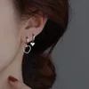 Mode argent couleur cerceau boucle d'oreille asymétrie coeur breloque goujons boucles d'oreilles pour femmes fille charme fête bijoux accessoires