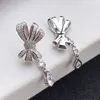 Mode smycken 925 sterling silver örhängen berömda varumärke gra kristalltassel design bowknot stora örhängen fest kvinnor smycken