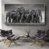 Moderne weiße schwarze Tiere Poster und Drucke Wand Kunst Leinwand Malerei afrikanische Elefanten Bilder für Wohnzimmer Cuadros Dekor