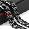 Łańcuchy 15mm Heavy Curb Kubański Link Naszyjnik ze stali nierdzewnej 316L Męskie Chłopięce Czarny łańcuszek Sprzedaż hurtowa Rozmiar JewelryChains