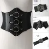 Belts Sexy Women Top Corset With Adjustable Round Buckle Belt Woman Solid Color Lift Up Masquerade Party Crop Waist Shaper