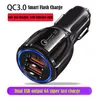 2022 New QC3.0 Portable Car Charger Led Quick Charging 12V 3.1A Dual USB Port
