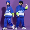 Stage Wear Kid Hip Hop Clothing Blue Turtleneck Oversized Jacket Top Pullover Streetwear Jogger Pants For Girls Boys Dance Costume ClothesSt