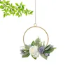 Dekorativa blommor kransar metallhängningar Hoop Wreath Camellia White and Willow lämnar Vine Ring Garland Fordecorative