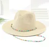 Chaço de designer de aba larga colar de corrente Sun com pérolas para mulheres verão praia dobrável senhoras de moda hat wholesalewide chur22