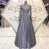 Chiffon-Muslim-Abschlussballkleider, A-Linie, saudi-arabisches Abendkleid mit perlenbesetztem Puffrock, formelles Kleid für Türkei-Frauen 326 326