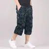 Diz uzunluğu kargo şortları erkek yaz gündelik pamuk çok cepli pantolon kırpılmış kısa pantolon askeri kamufla şort 220705