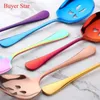 ملعقة من الفولاذ المقاوم للصدأ الذهب ملعقة ET ATMORING MISSING Food Spoon Tableware 2PCSSESS Metal Kitchen Otensil مخصصة السماح 220621