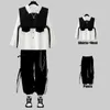 Houzhou Techwear Мужские наборы черные грузовые брюки набор рубашки с длинными рукавами рубашки корейская уличная одежда хип -хоп хараджуку весна 220708