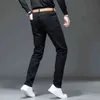 Svarta smala jeans män höst och vinter högkvalitativ modemärke ungdom fritid långa byxor mångsidig live sändning