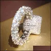 Real Solid 925 Sterling Sier Gemstone Rings For Women Luxury Square 3 Carat Diamond Engagement Wedding Ring Fine Topaz Jewelry Drop Delivery