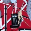 Edward Eddie Van Halen Heavy Relic Red Franken Electric Guitar Black White Stripes St Shape Maple Neck Floyd Rose Tremolo No Logo