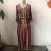 Ethnische Kleidung Luxuriöse Perlen Kaftan Kleider Frauen Dubai Stickerei Elegante Langarm Muslimische Abaya Islam Türkei Jellaba Marokkanische DressEt