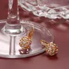 Kinel stadnin 585 Rose Gold Dangle Kolczyki moda błyszczący vintage kwiat dla kobiet kryształowy prezent codziennie biżuterię kirs22