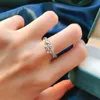 Sparkling Womens 925 Sterling Silver Ring Two Tone 18k Rose Gold Sapphire Princess Bandy Party Banking Party Anniversary 2796761