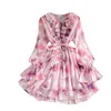 Casual Dresses Ruffle Summer Dress Women Floral Long Sleeve Chiffon för 2022 Klädstrandsemester.