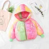 Winterkinderen regenboog kleurrijk geen schone glanzende katoenen jas tops jas voor baby kinderen jongens meisjes warm dikkere bovenkleding J220718