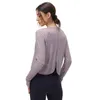 sports tops for Women's long-sleeved yoga outfits solid color breathable fitness clothes lady round neck running gym tops Can be worn outside