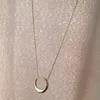 Pendant Necklaces Sterling Round Golden Silver Necklace Hollow Circle Water Drop Simple Geometric Jewelry Woman Got Engaged Mom Birthday Gif