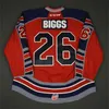 C26 Nik1 رجل إمرأة أطفال تخصيص ECHL Kalamazoo Wings 16 Tyler Shattock 26 Tyler Biggs مخيط قمصان هوكي رخيصة Goalit Cut نادرة