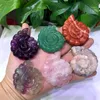 Dekorativa föremål Figurer Naturliga conch Hand snidande kristallfluorit Aventurine Rose Quartz Flower Agate Healing Stone för presentdekora