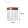 Food Candy Pots Transparent PET Hair Wax Bottle Brown Plastic Screw Lid Dia.89mm Cosmetic Packaging Empty Plastic Facial Cream Jars 400ml 450ml 500ml