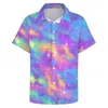 Chemises décontractées pour hommes Abstract Star Print Vacation Shirt Pastel Galaxy Hawaiian Graphic Blouses Manches courtes Trendy Oversized Top GiftMen's