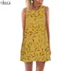 Women Tank Tops Green Pants Graphics 3D Printed Yellow Loose Dress Short Sleeveless Dress Vest Dresses Casual Style 220616