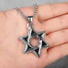 Pendant Necklaces Judaism Hexagram Long Men Pendants Chain Punk For Boyfriend Male Stainless Steel Jewelry Creativity Gift WholesalePendant