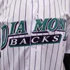 ランディ ジョンソン ジャージ 2001 WS 引退殿堂パッチ 1999 ターン バック ピンストライプ グリーン ネイビー ホワイト クリーム ピンストライプ ファン ヴィンテージ サイズ S-3XL