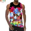 Palm Tree Graphic Tank Top For Men 3D Print Sleeveless Beach Hemp Palm Pattern Tops Paint Vest Hawaii Colorful Pigment T-shirt 220505