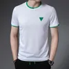 Men's T-Shirts European station simple short-sleeved t-shirt men's fashion trend loose elastic round neck bottoming shirt youth ins solid color half sleeve