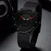 Montres de mode minimalistes pour hommes, Ultra fines, en acier inoxydable, avec ceinture en maille, à Quartz, en cuir