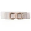 Bälten mode Pearl Belt Women's Decoration med kjol Elastisk midjeband Square Buckle mångsidig ins bredd för kvinnor