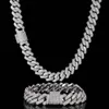 Fashion Hip Hop Necklace Men Designer Bracelet 14mm Cuban Link Chain Necklaces 16/18/20/22/24inch Rapper Diamond Chains Double Color
